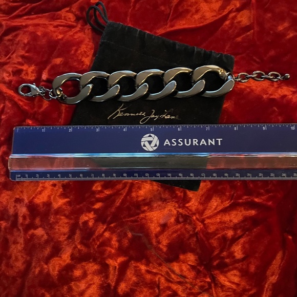 Kenneth Jay Lane Large Chunky Gunmetal 6 Link Bracelet W/ Dust Bag - Picture 1 of 6